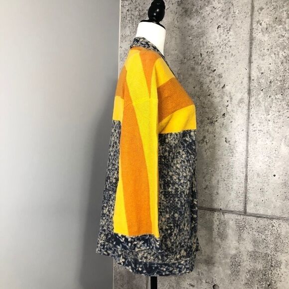 anthropologie Maple Linen Stripes Floral Cardigan - Picture 2 of 9